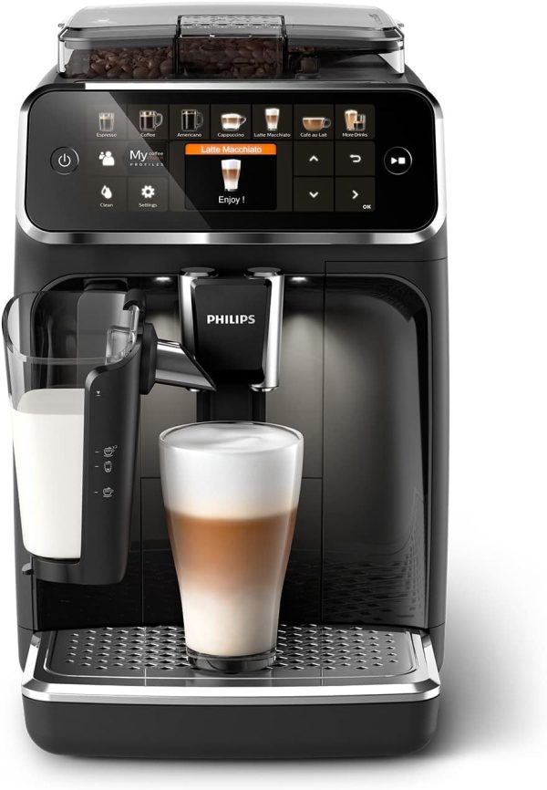Philips Series 5400 Kaffeevollautomat – LatteGo Milchsystem, 12 Kaffeespezialitäten, Intuitives TFT Display, Mit der ExtraShot Funktion, 4 Benutzerprofile, Schwarz