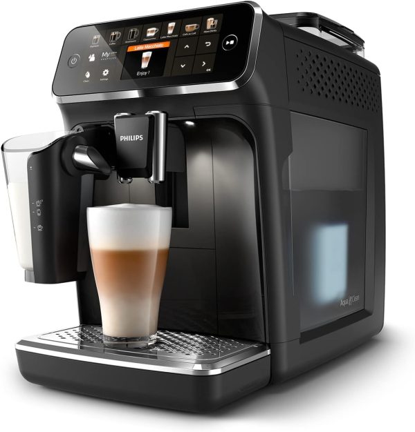 Philips Series 5400 Kaffeevollautomat – LatteGo Milchsystem, 12 Kaffeespezialitäten, Intuitives TFT Display, Mit der ExtraShot Funktion, 4 Benutzerprofile, Schwarz – Image 2