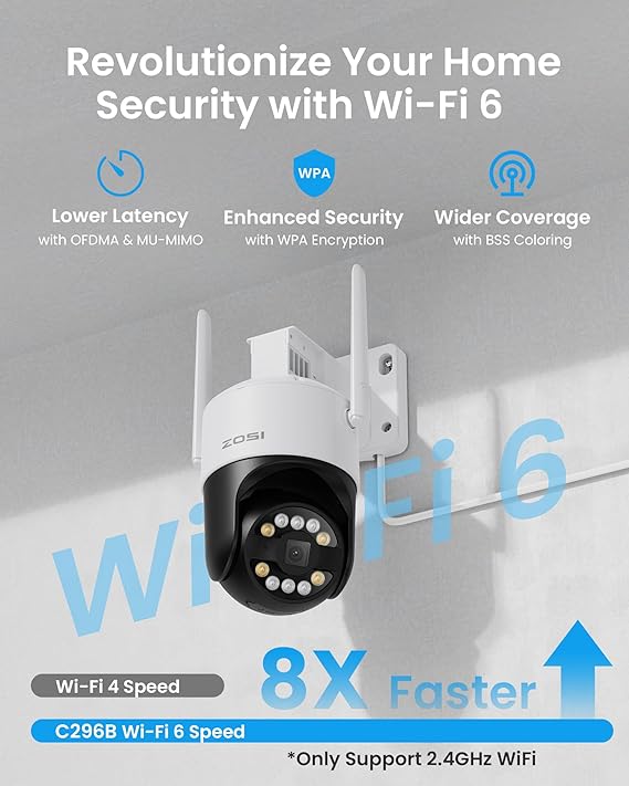 ZOSI 4K WiFi 6 Outdoor Surveillance Camera Set, 8MP NVR with 1TB Hard Drive, 4 x 360° WiFi Cameras with Person and Vehicle Detection, Color Night Vision, C296B – Image 9