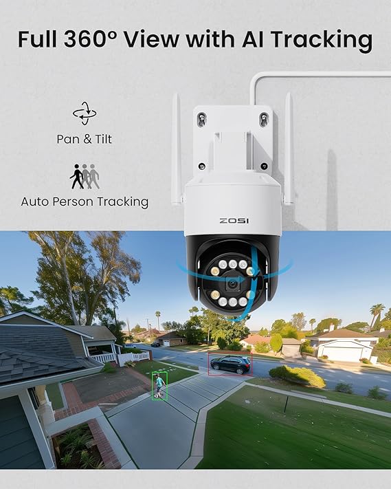 ZOSI 4K WiFi 6 Outdoor Surveillance Camera Set, 8MP NVR with 1TB Hard Drive, 4 x 360° WiFi Cameras with Person and Vehicle Detection, Color Night Vision, C296B – Image 7
