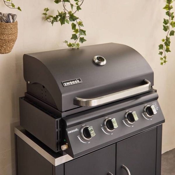 Gas grill with 4 burners, freestanding, with grease collection tray - Imagen 2
