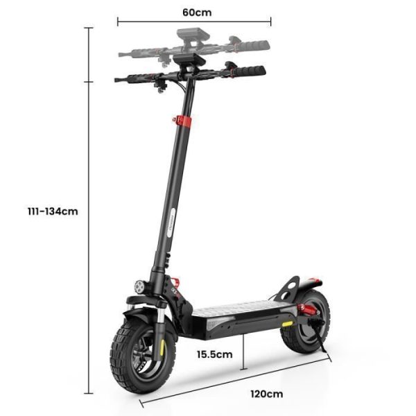 iScooter iX3 electric scooter, 800 W, 40 km range, 10-inch wheels, 48 V 10 Ah battery, app control, dual shock absorbers - Imagen 3